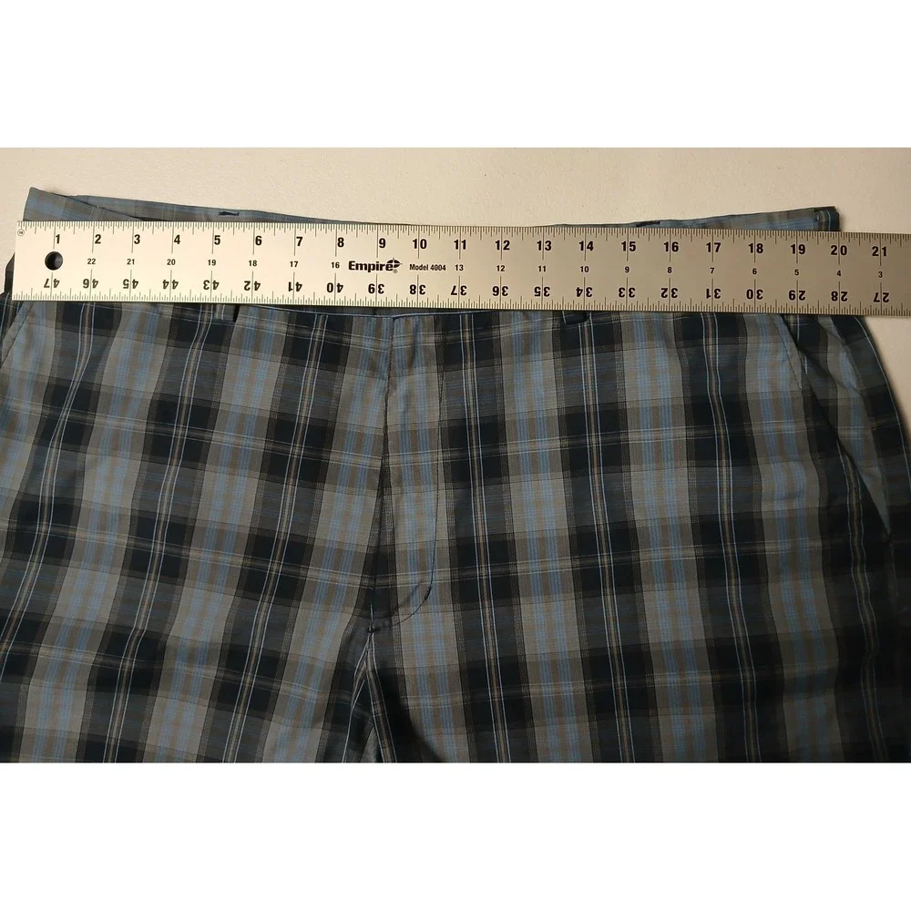 Grand Slam Mens Plaid Golf Shorts Blue Grey Black Size 40 Performance Activewear